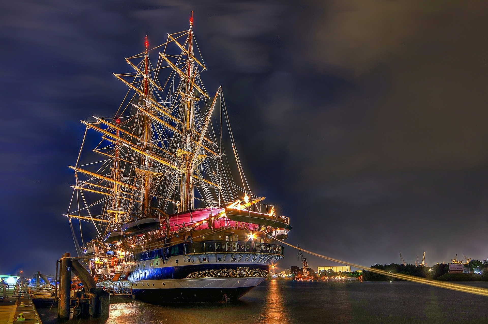 frigate hamburg sailboats pier germany repair