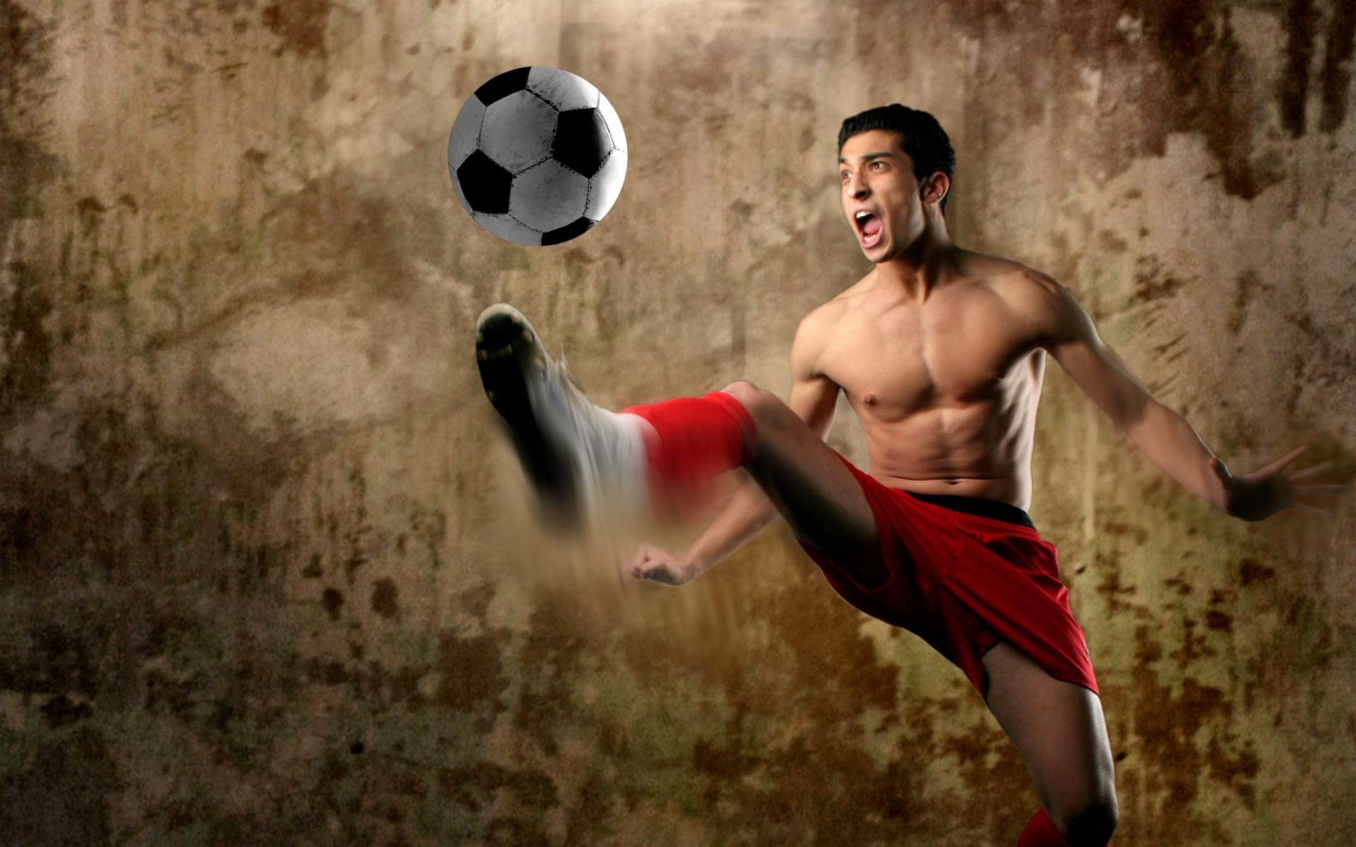 man guy kick ball soccer player soccer scream