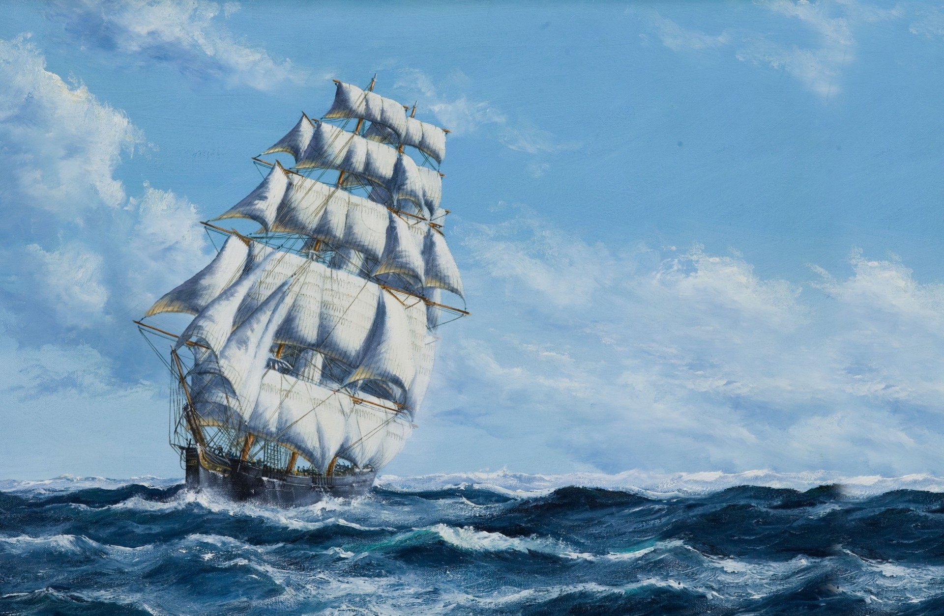 barco velas velero pintura