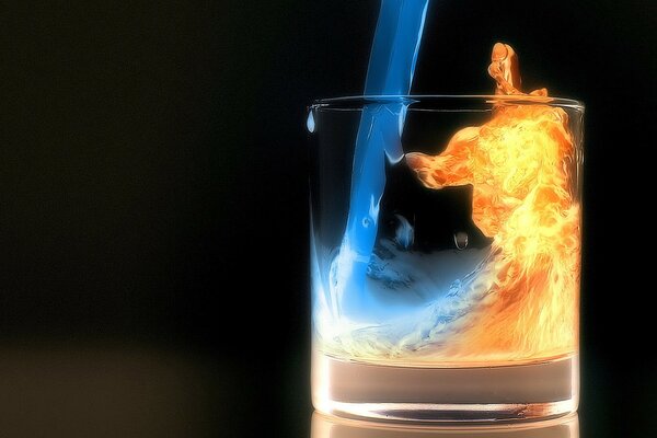 Feuer und Wasser im Glas