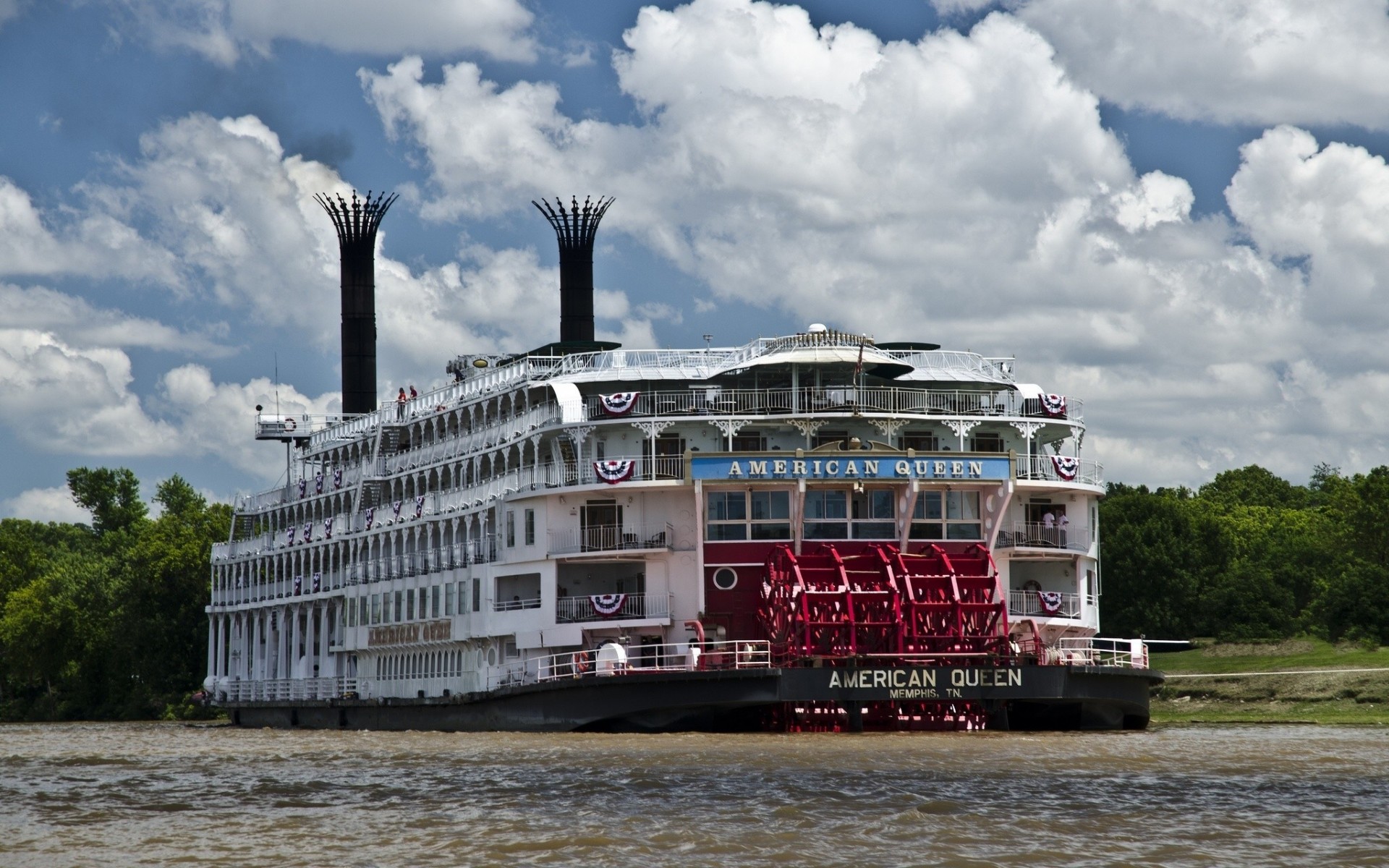 clouds river boat