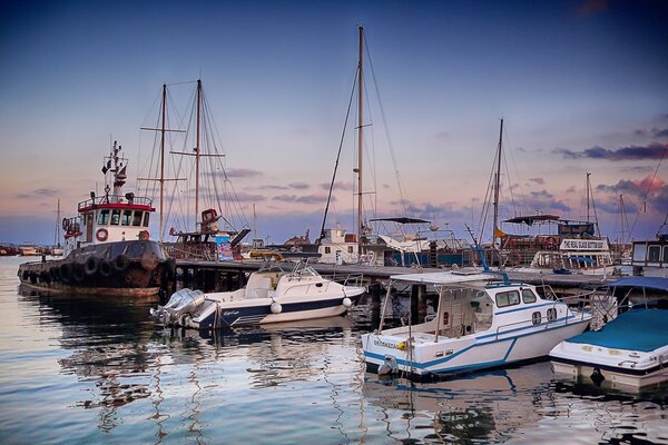 Boats at the sea pier in Cyprus