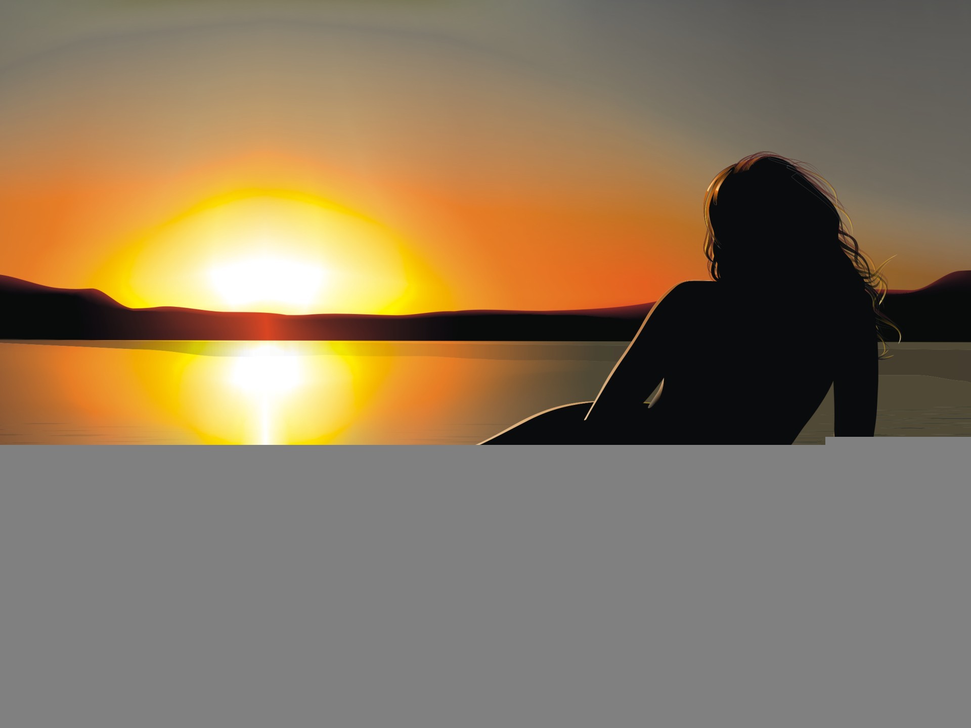 girl silhouette sunset vector