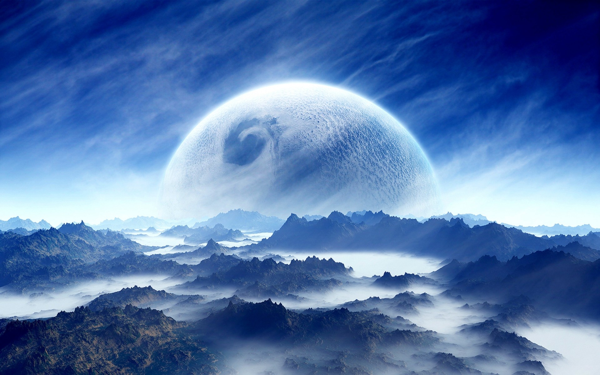 ky planet sci fi landscape cloud blue white mountain