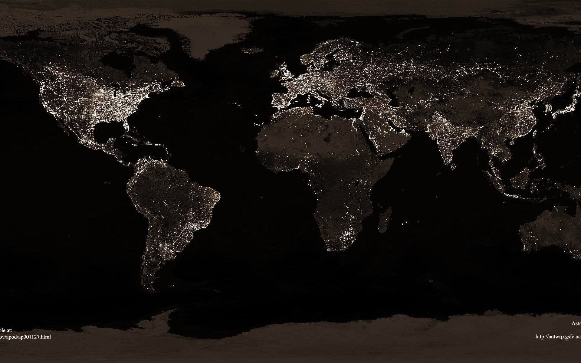 luci notte continenti oceani terra città paesi