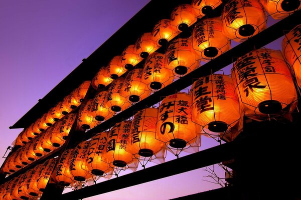 Lots of Japanese orange lanterns