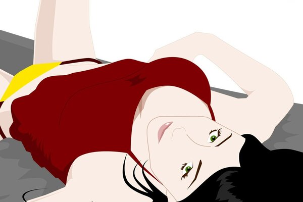 Vector image. The girl in red