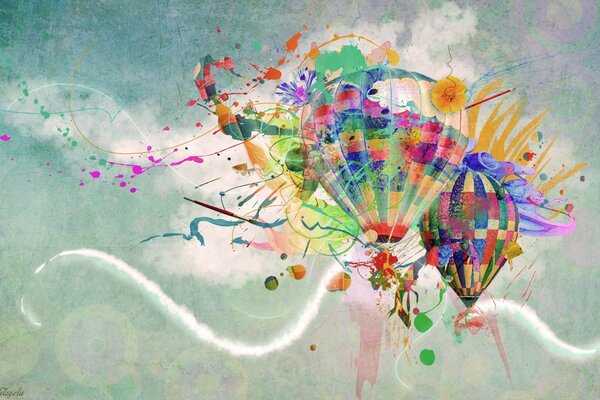 Balloons with an effect like a graffiti drawing