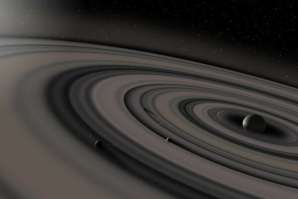 Saturn kosmisches Bild in grauem Ton