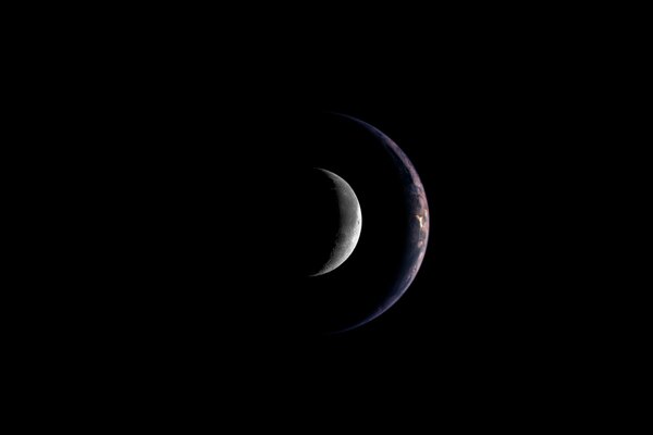 View of the earth and the moon from space