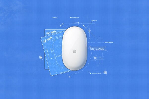 Drawing of an Apple device with an image of an apple on a blue background