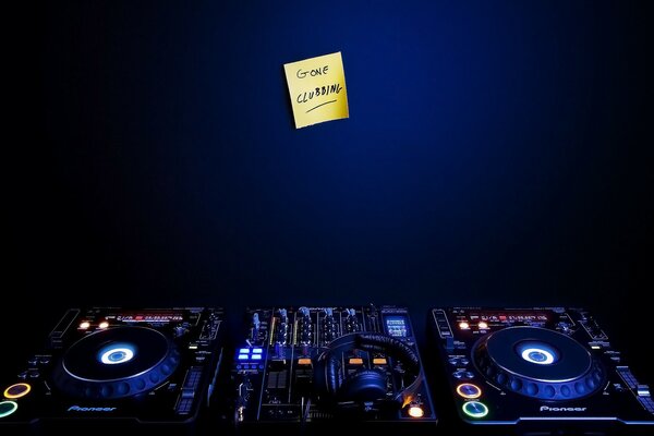 DJ-sanctified equipment on a blue background