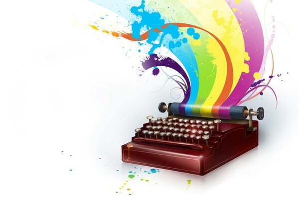 La macchina da scrivere stampa con i colori dell arcobaleno