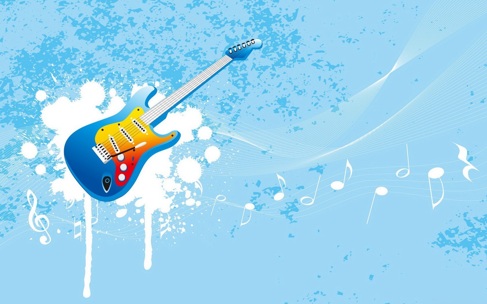 guitare bleu notes musique vecteur