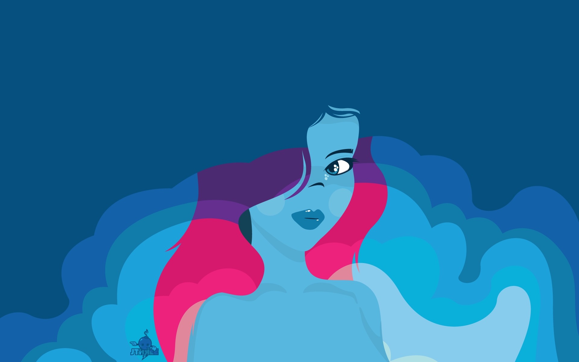 girl vector blue