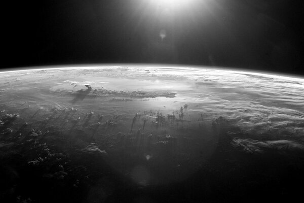 Vue de l espace sur l océan Pacifique de la planète Terre