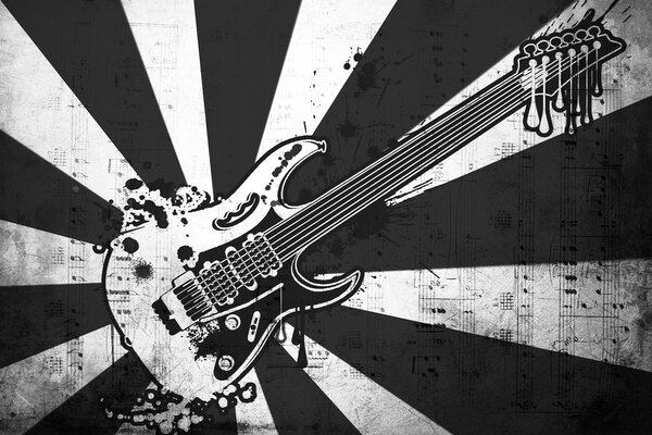 Imagen en blanco y negro con guitarra