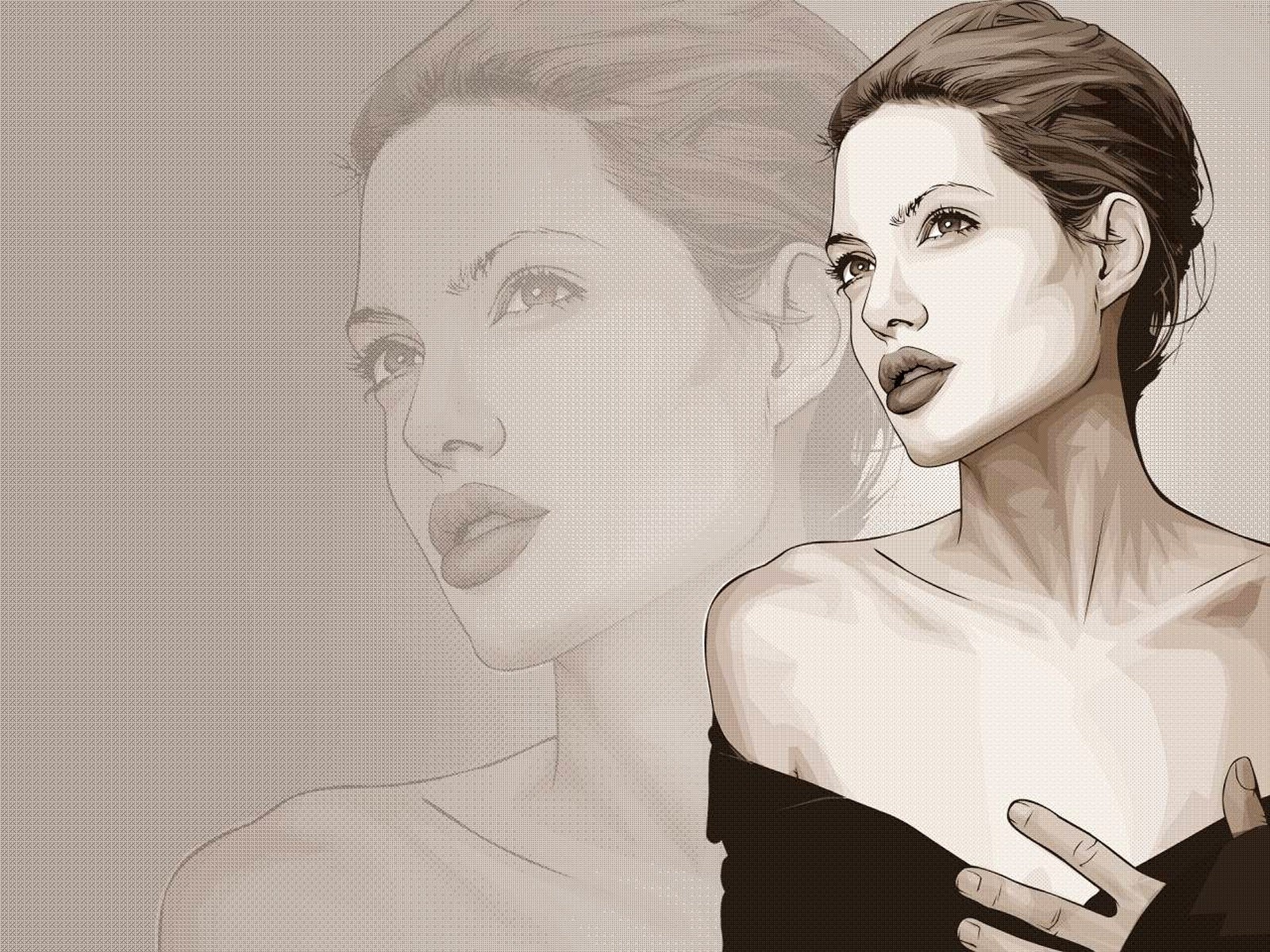 angelina jolie dessin vecteur