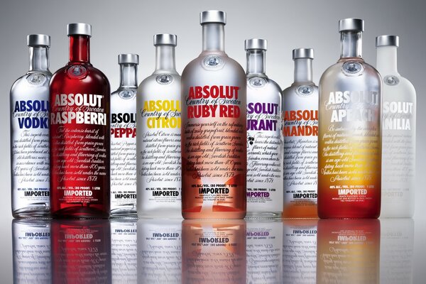 Absolut vodka with reflection