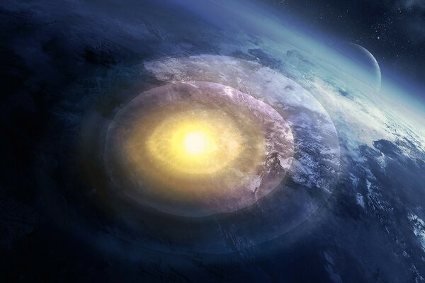 Art image. vue depuis l espace. explosion. cataclysme