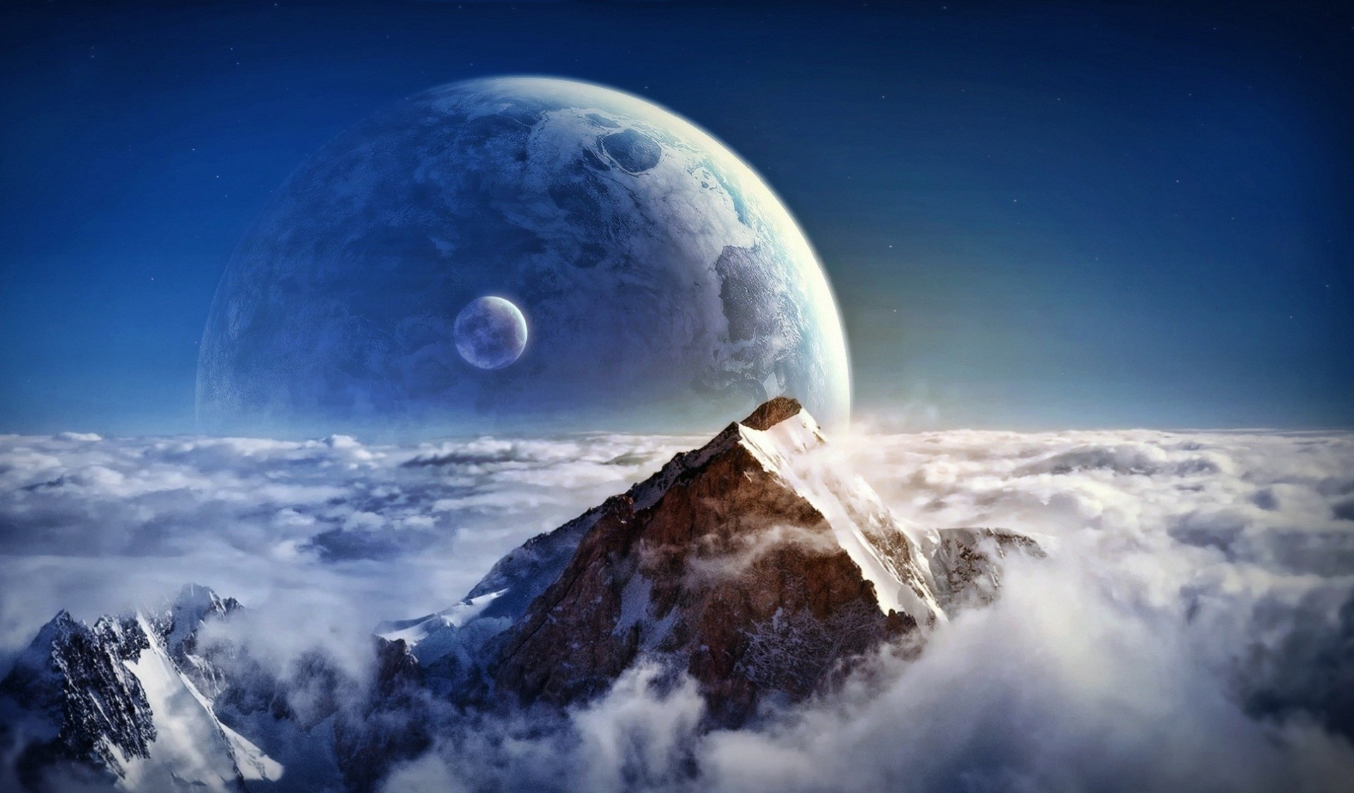 planet clouds mountain space