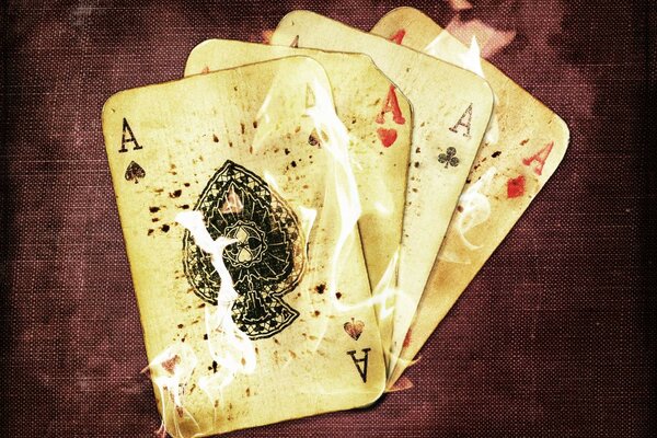 The Ace card engulfed by fire