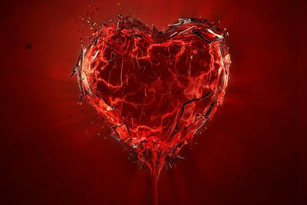 Crystal Broken Red Heart