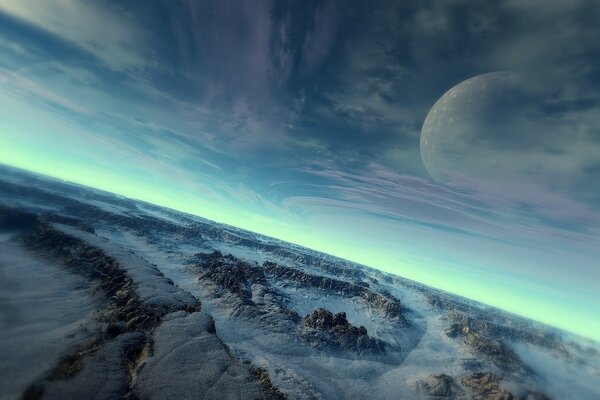 Beautiful 3d space landscape