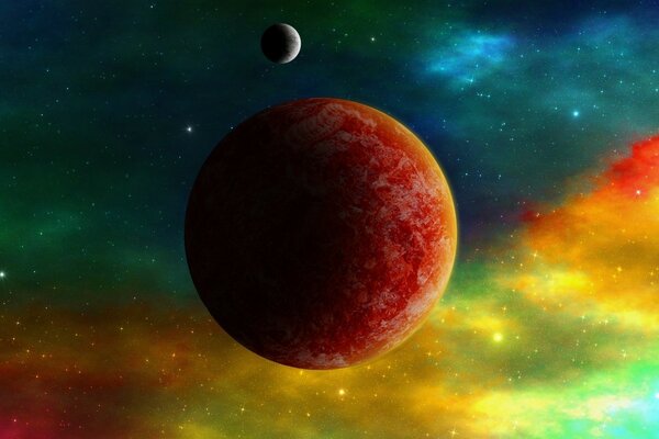 Beautiful 3d picture of space and planets