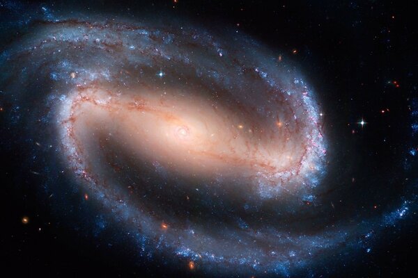 Spiral galaxy in space, starry sky