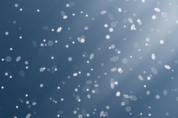 Snowfall of transparent and airy snowflakes