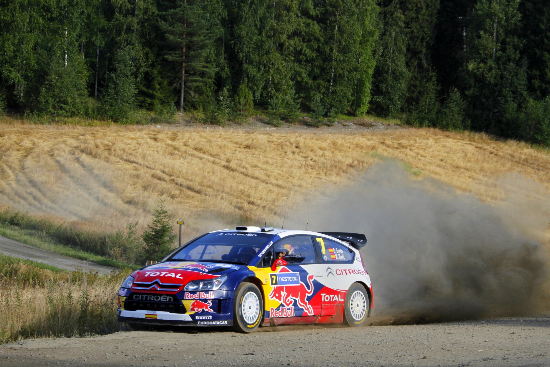 citroen c4 wrc rally car rotation dust forest competition