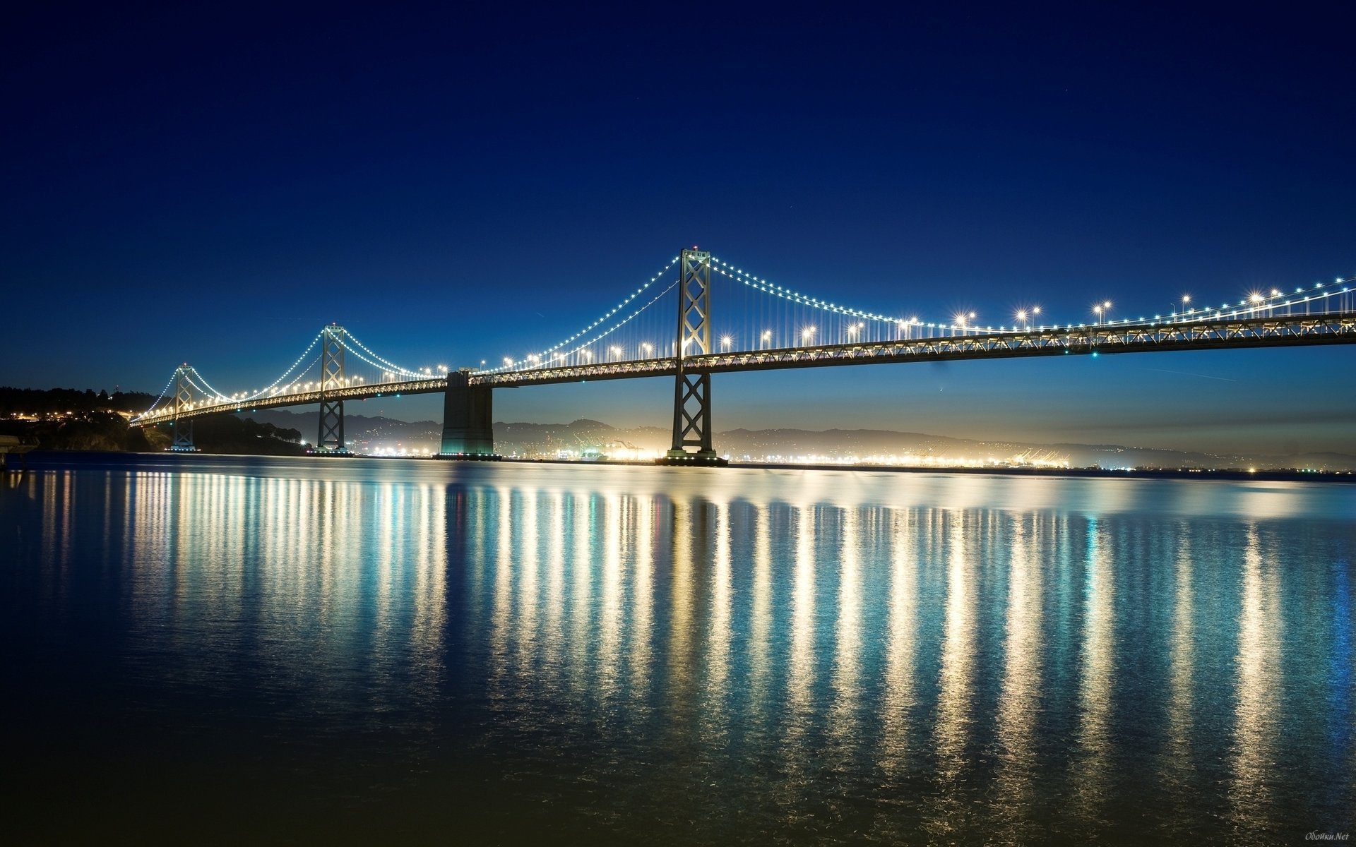 the city night lights water river light reflection the sky