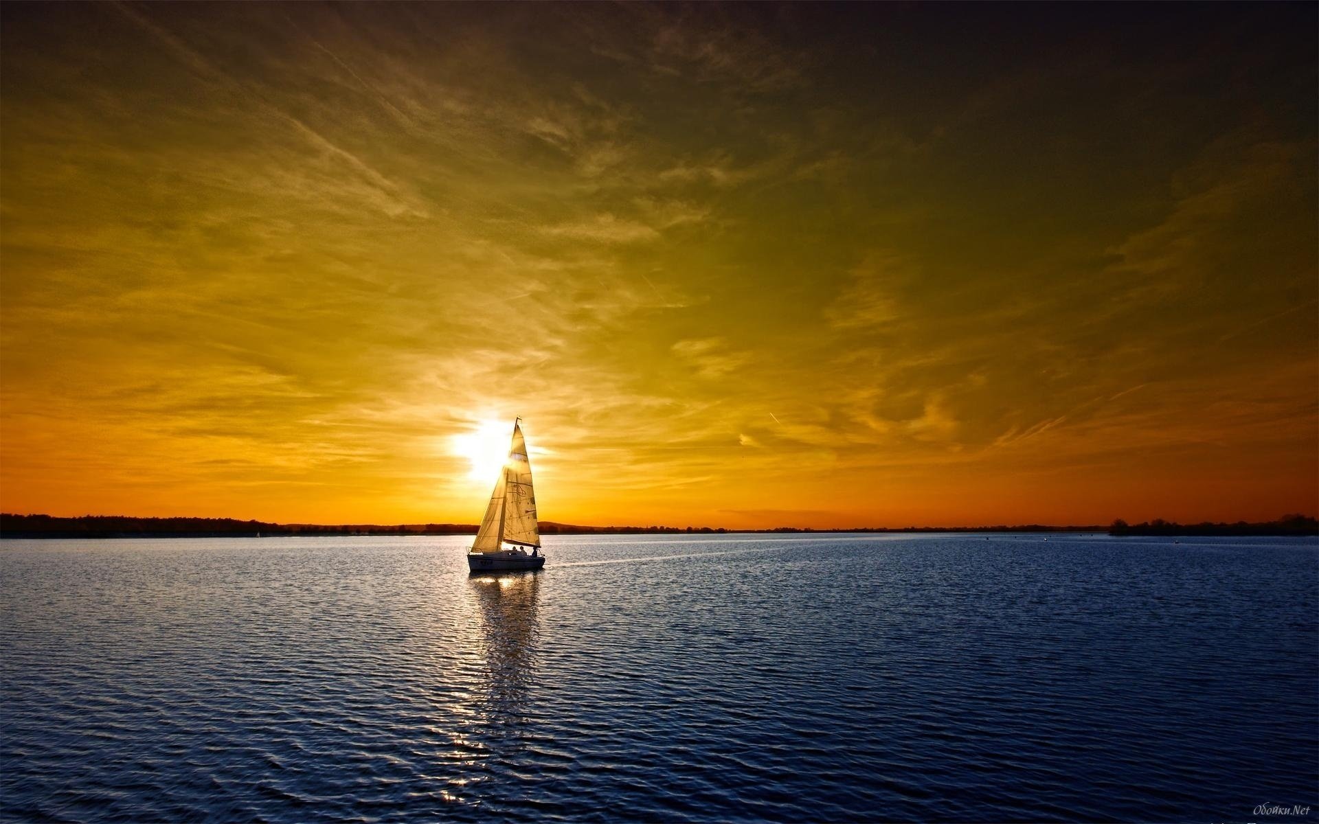 mer ciel coucher de soleil voile soleil yacht