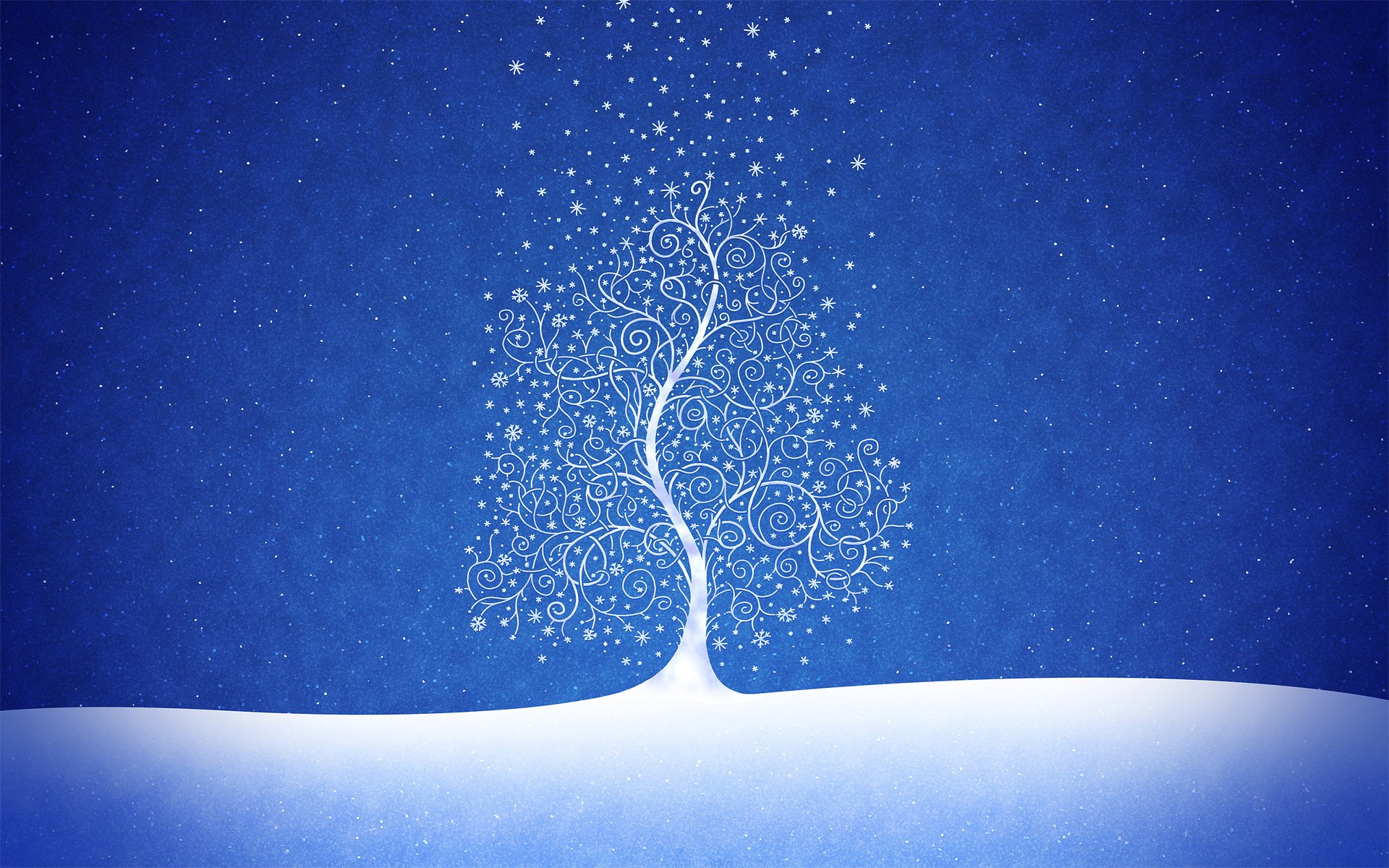 new year blue snow tree