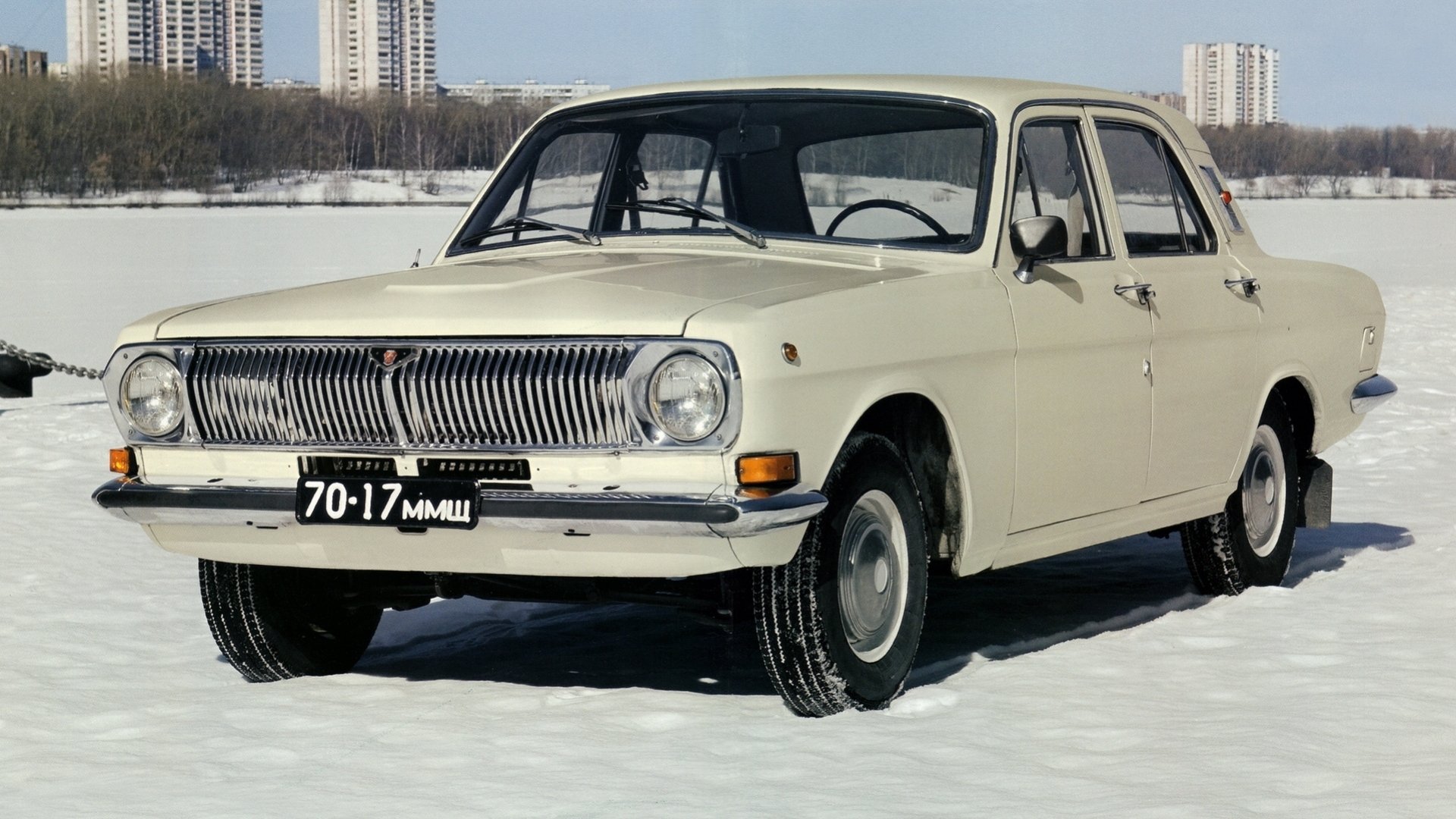 volga gaz-24 blanco nieve urss