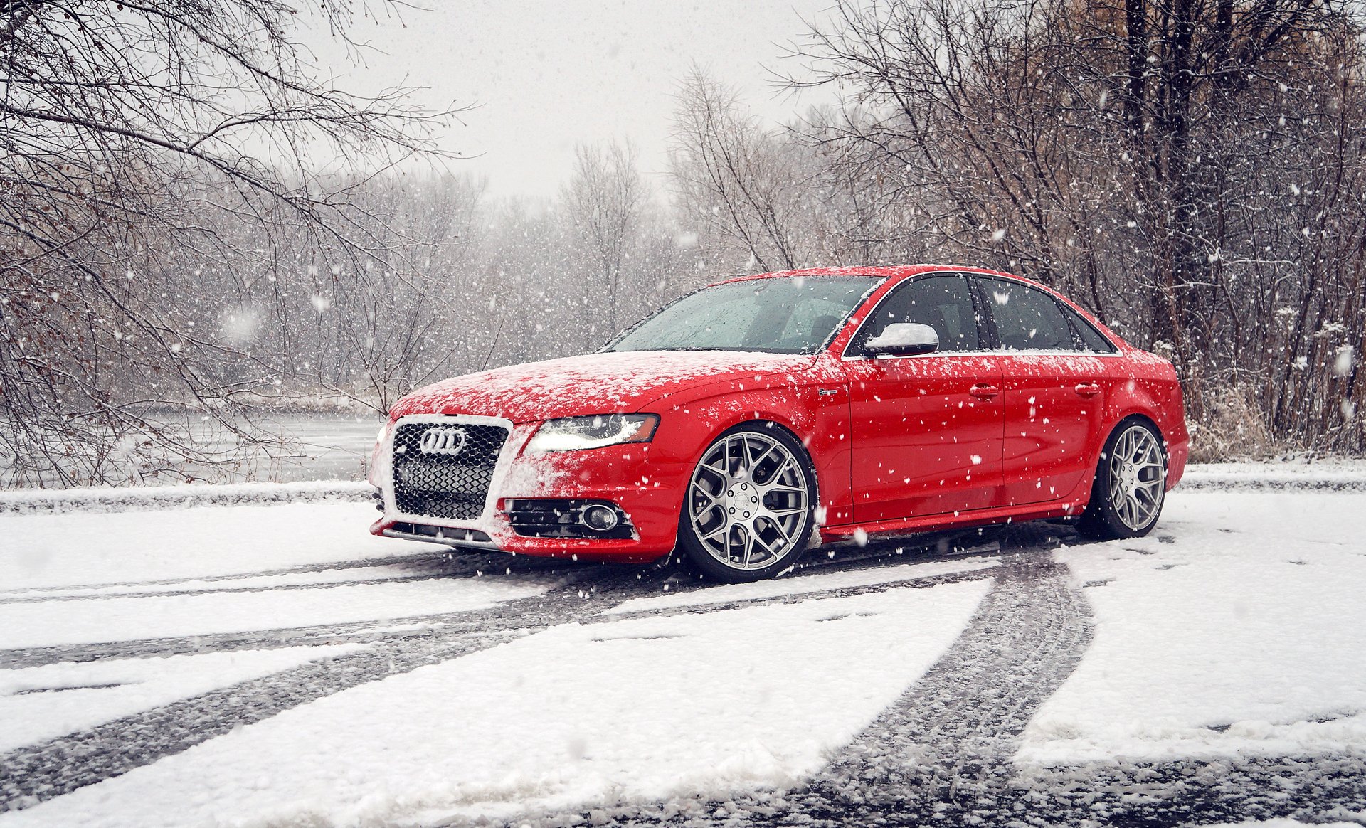 audi s4 красные зимние ауди красная зима снег