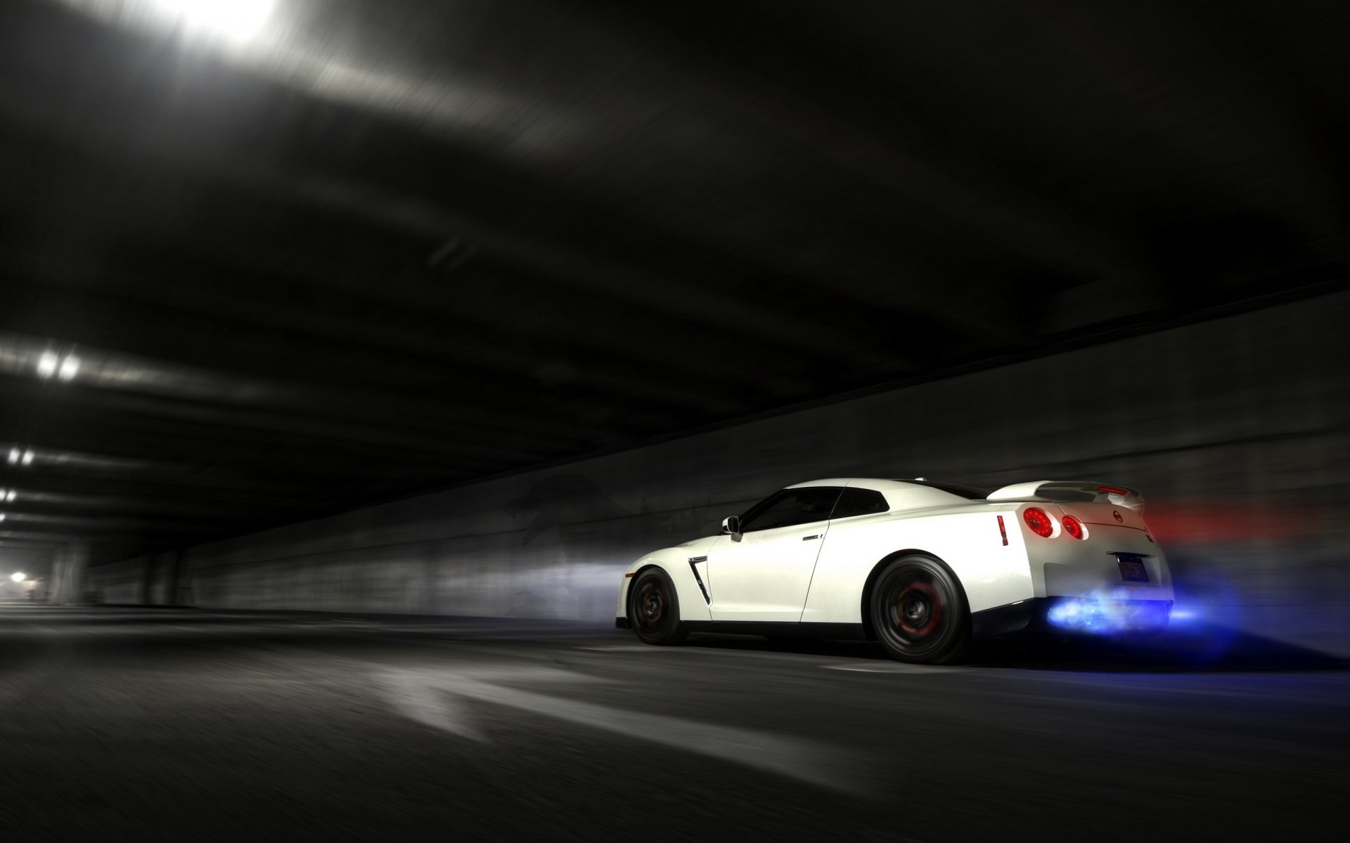 nissan gt-r nissan w ruchu tunel