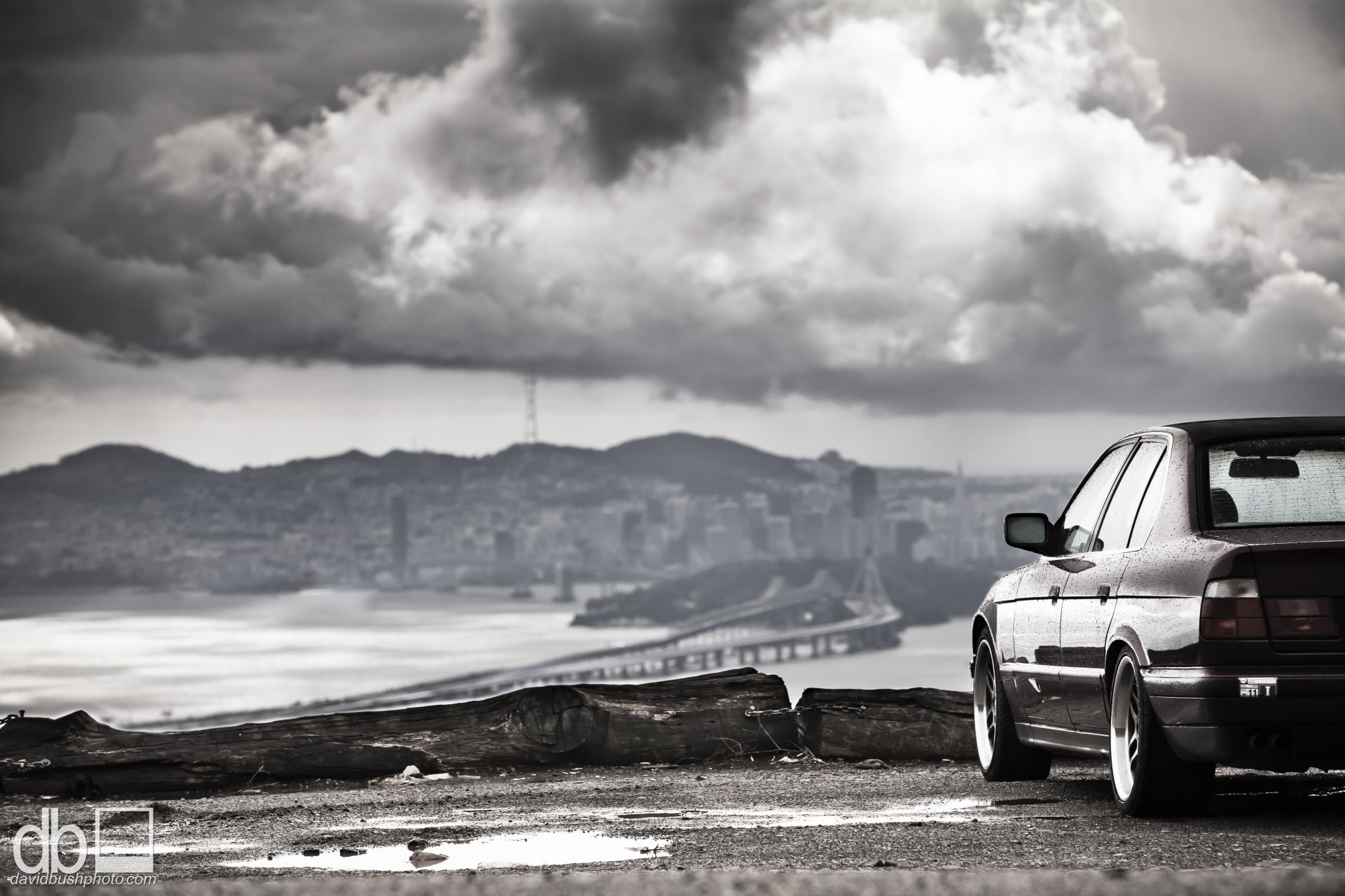 bmw e34 bmw classique phares nuages montagnes paysage tuning position