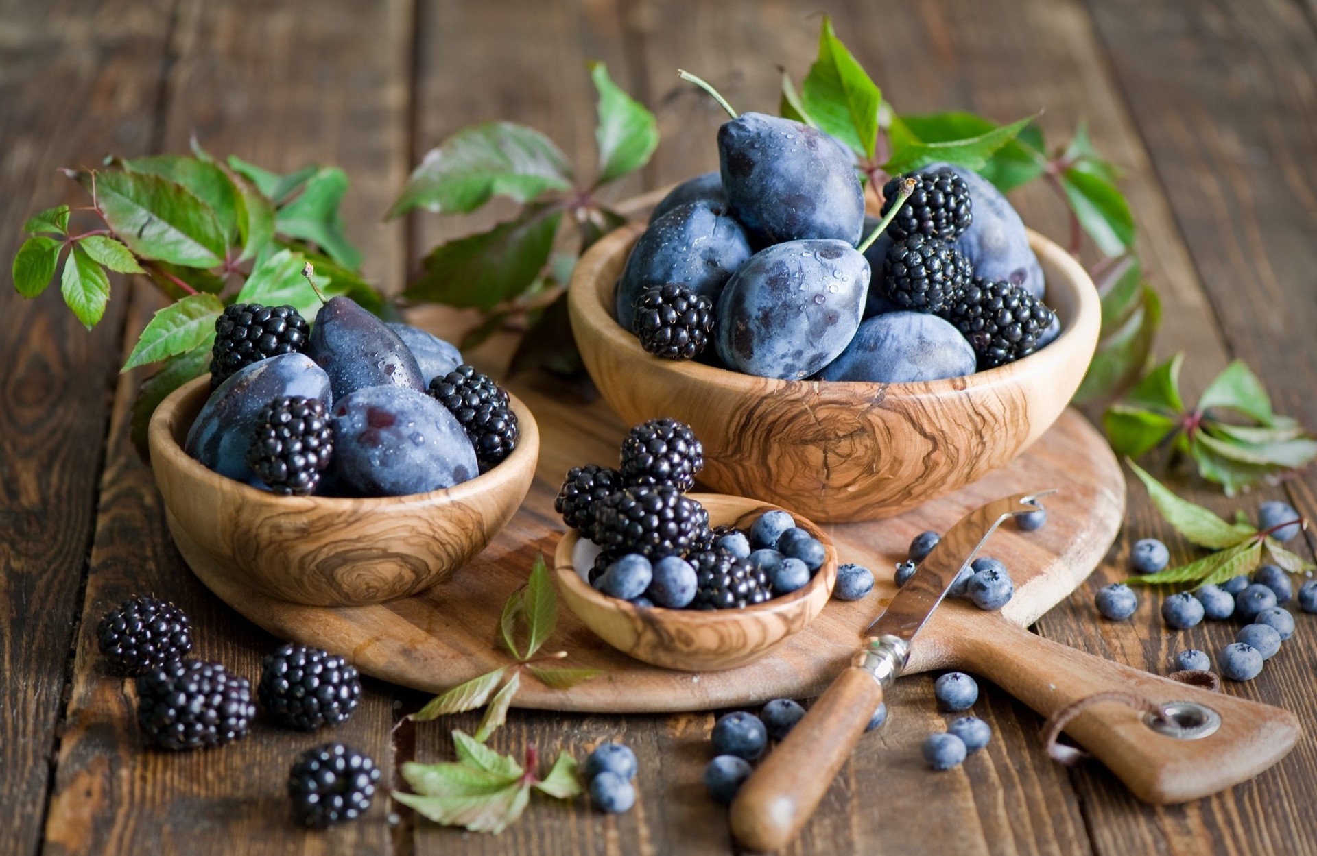 arándanos cama bayas moras ciruelas