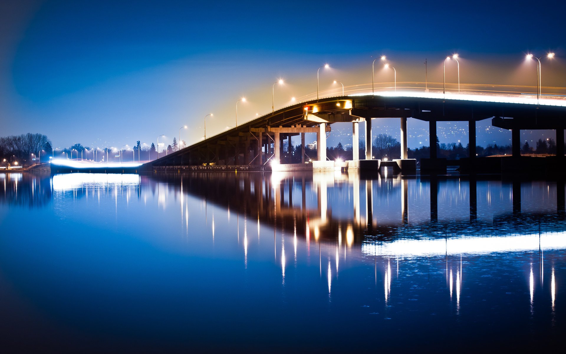 nacht brücke wasser licht himmel lichter