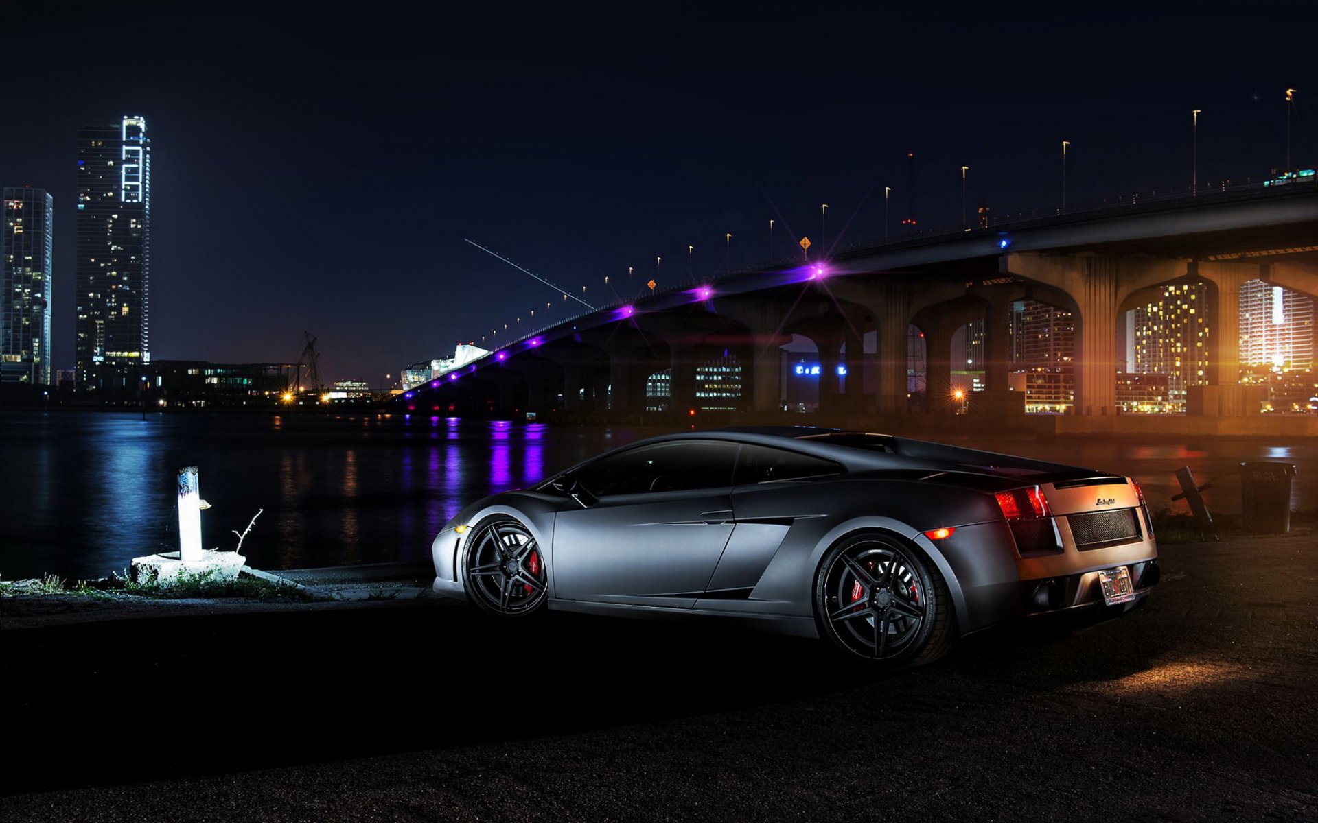 lamborghini gallardo lamborghini nacht auto brücke