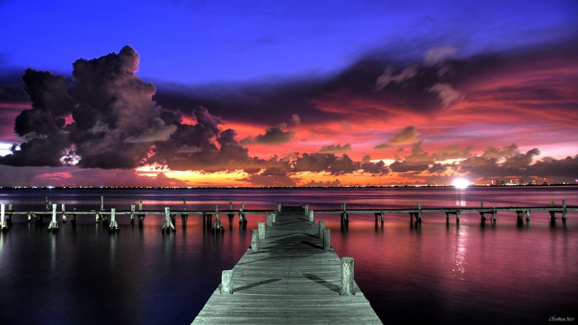 meer liegeplatz holzbrücke himmel sonnenuntergang