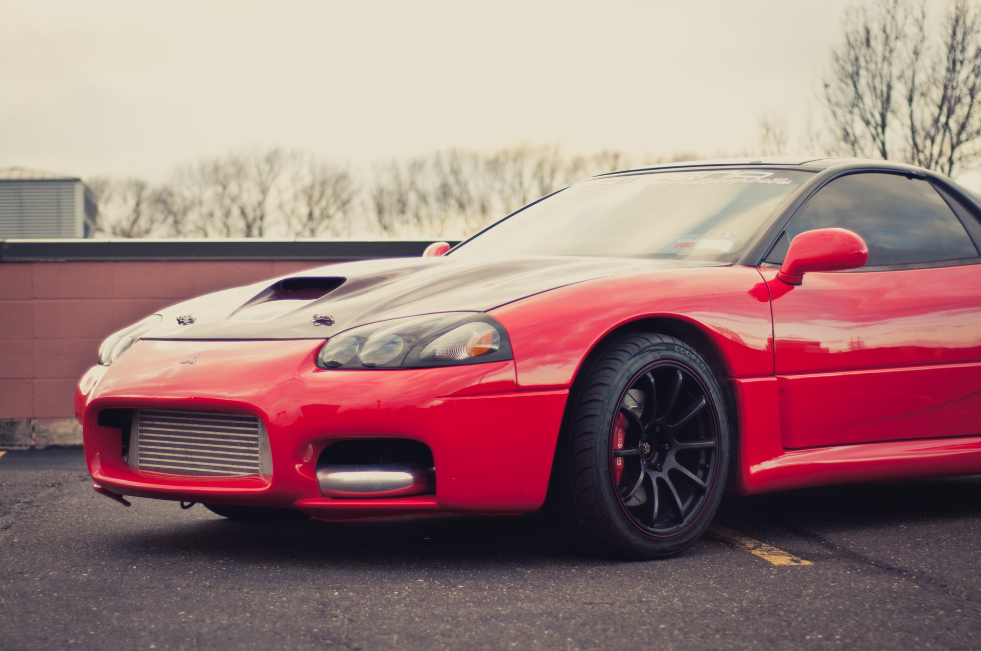 mitsubishi 3000gt red mitsubishi red parking