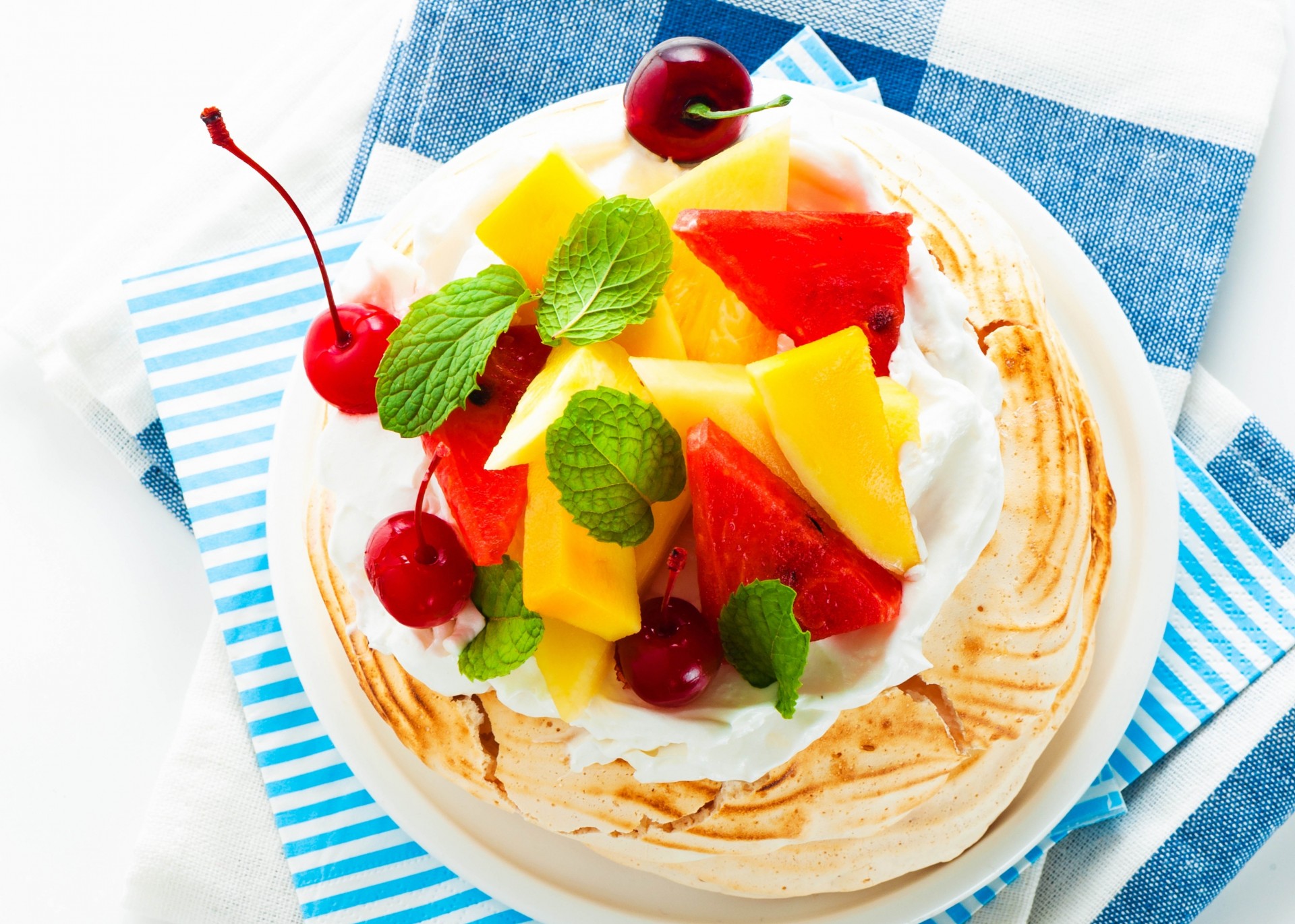 plate fruits dessert white background baking segment