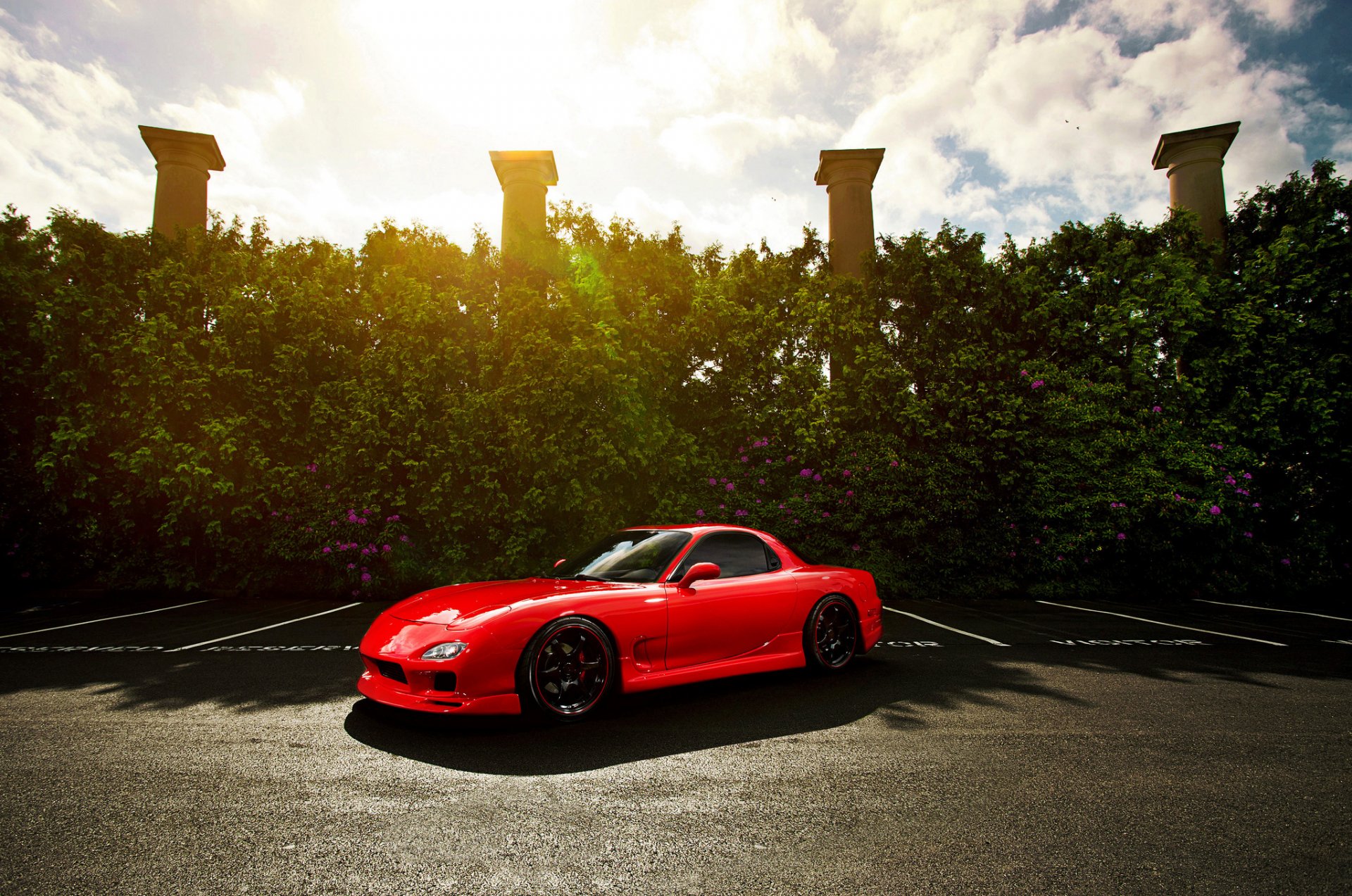 mazda rx-7 fo rot vorne mazda rot säulen sonne blendung