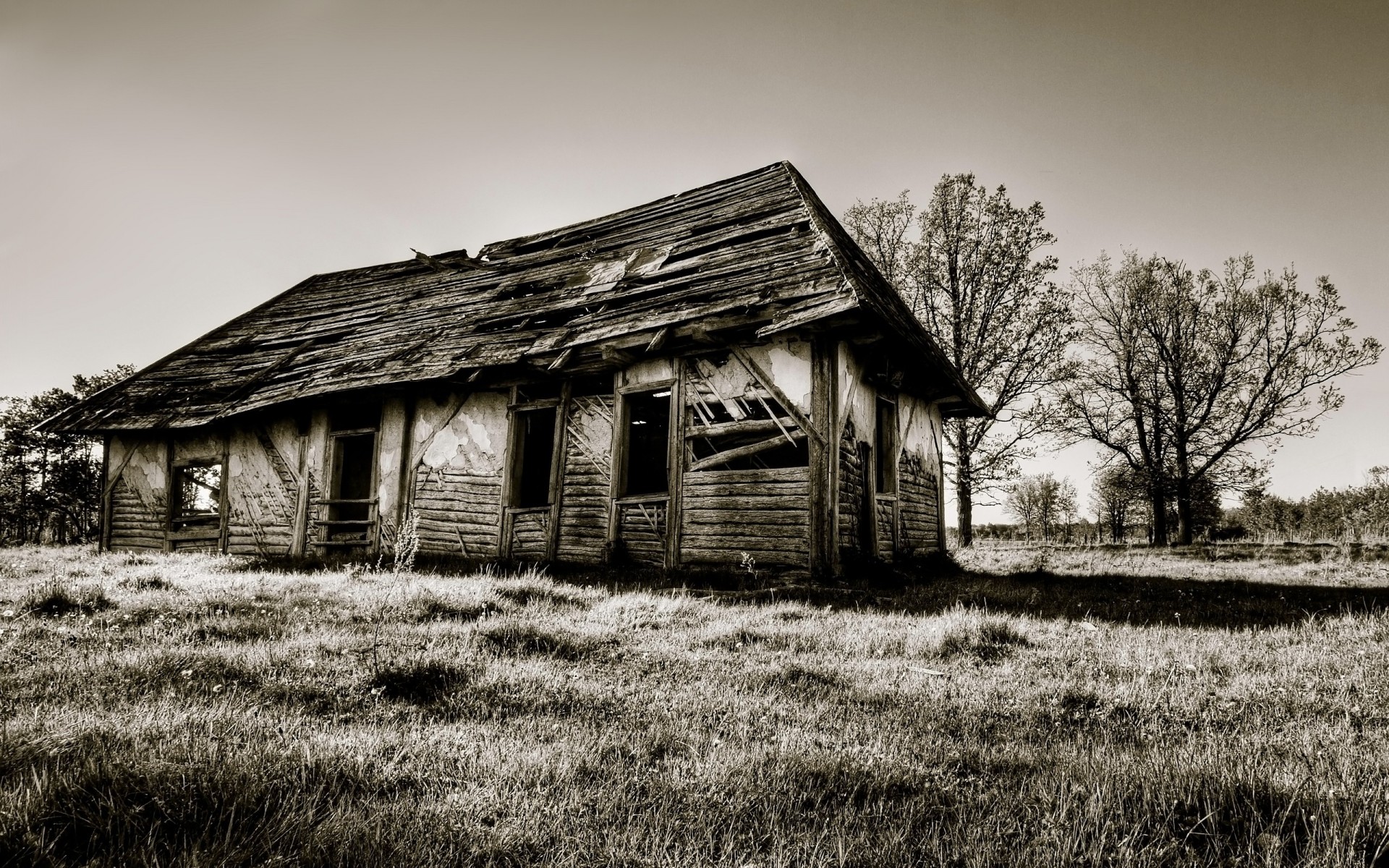 house sepia ruins old