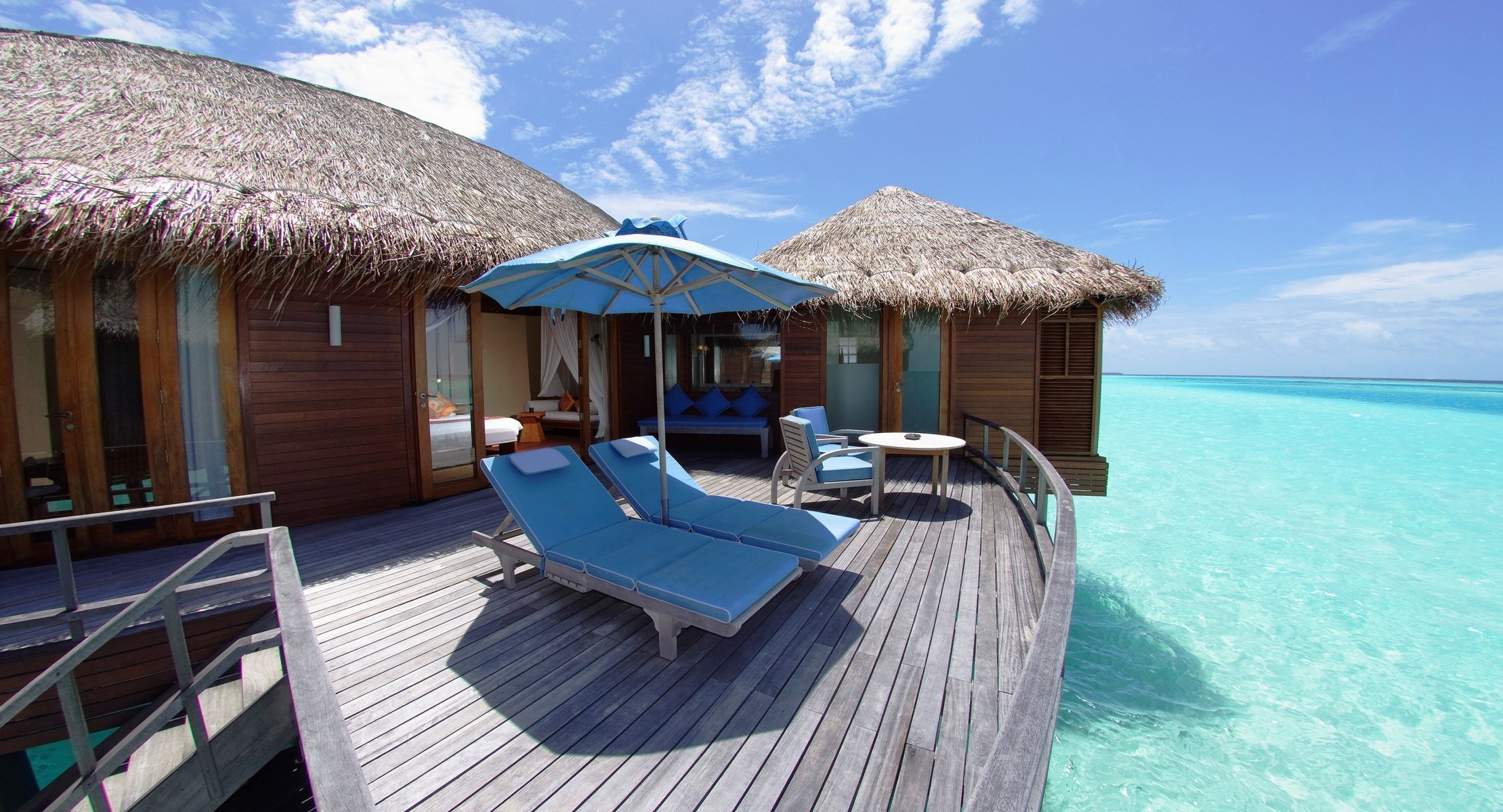 landschaft sommer sonnenliegen liegestühle maldives haus malediven