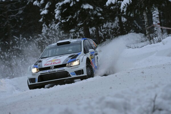 Controlled skidding on a snowy road