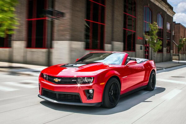 Beautiful sporty red Chevrolet Camaro car